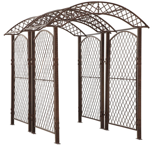 H Potter brand metal garden arbor archway trellis screen with grid pattern outdoor landscape architectural structure