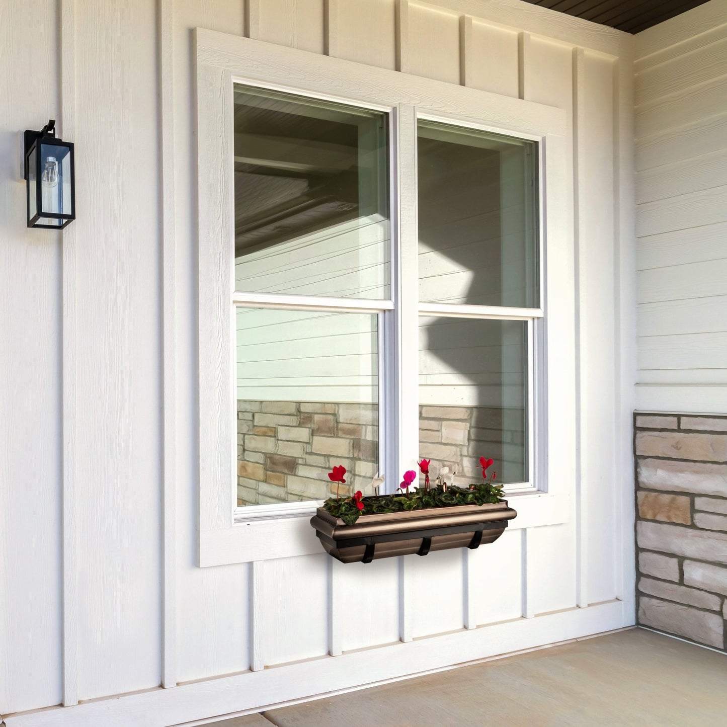 30-Inch Antique Copper Window Box with Metal Frame