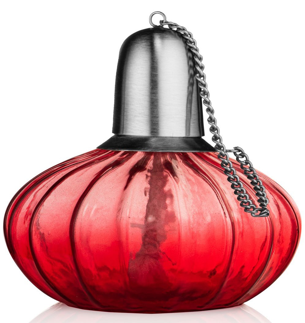 H Potter Tabletop Torch Red Tinted Glass Outdoor Patio and Deck Single