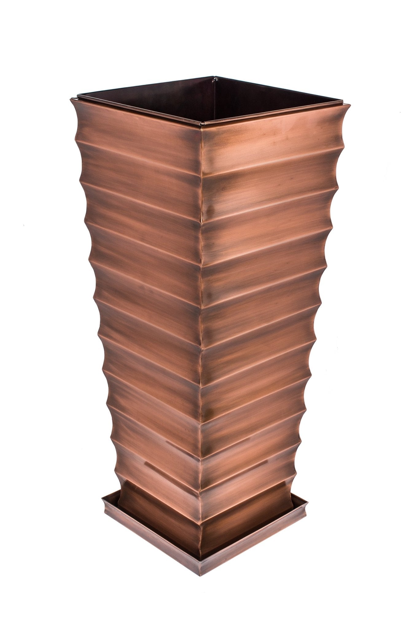 H Potter Planter Large Metal Decorative Ribbed Indoor Outdoor Flower Container Modern Chic Backyard Landscape Decor Art