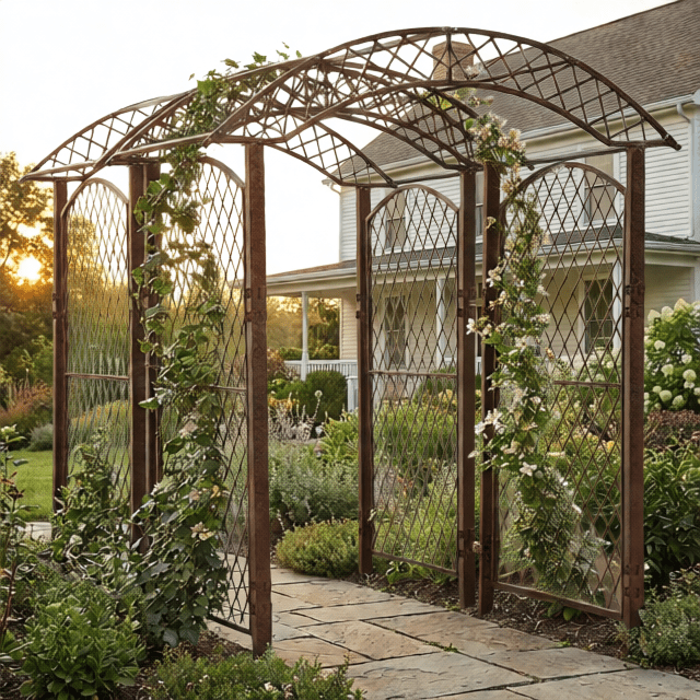plants for arch trellis H Potter Large Iron Trellis Arbor Set of Two