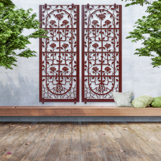 H Potter Set of 2 Wall Trellises - Decorative Screen for Climbing Plants Outdoor Indoor Metal Art