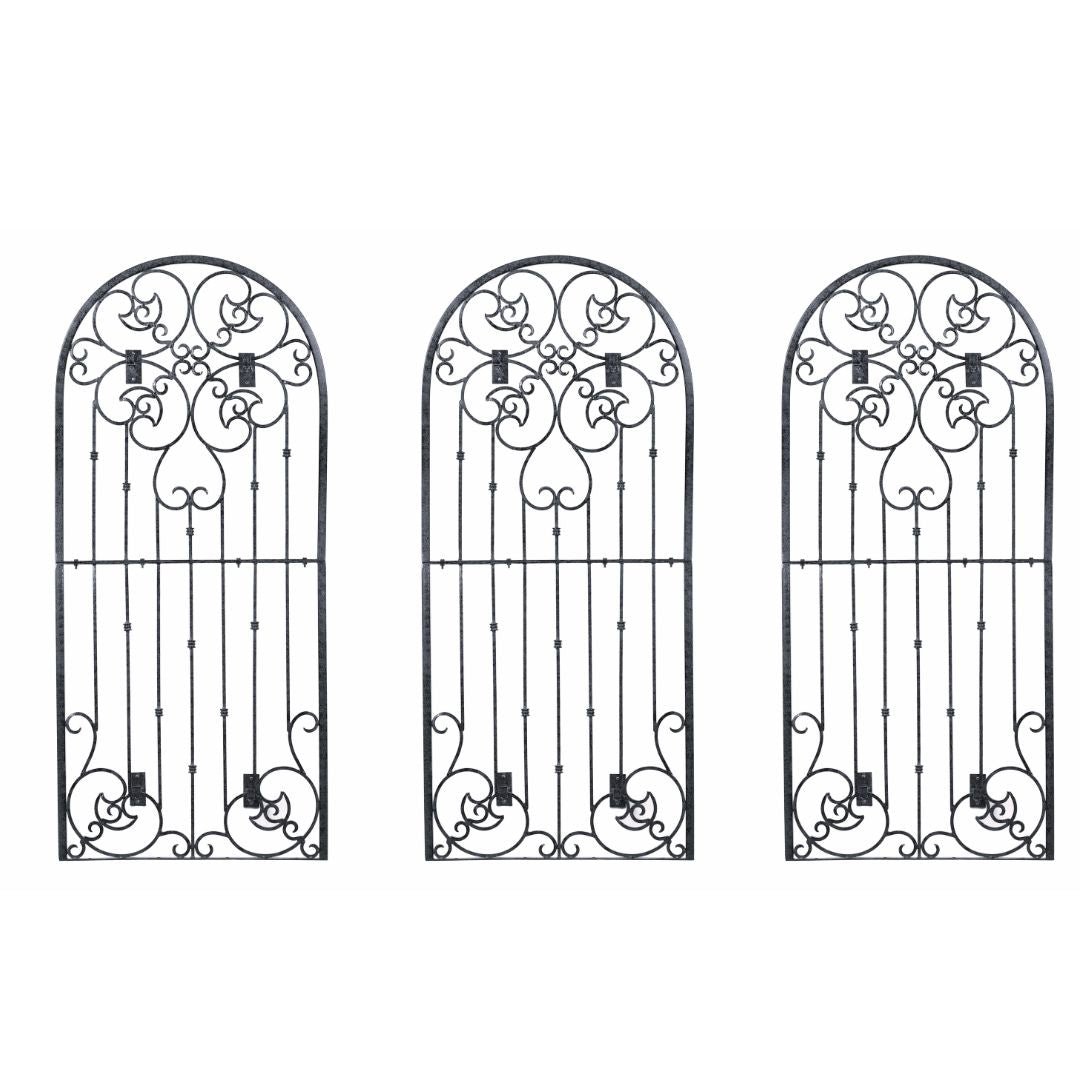 H Potter Black Metal Iron Scroll Wall Trellis set of 3 with Black Wall Mounting Brackets