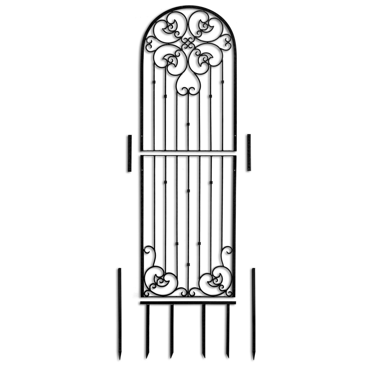 H Potter Wall Trellis 8 ft Black Wrought Iron Ornamental Metal with 4 Wall Brackets