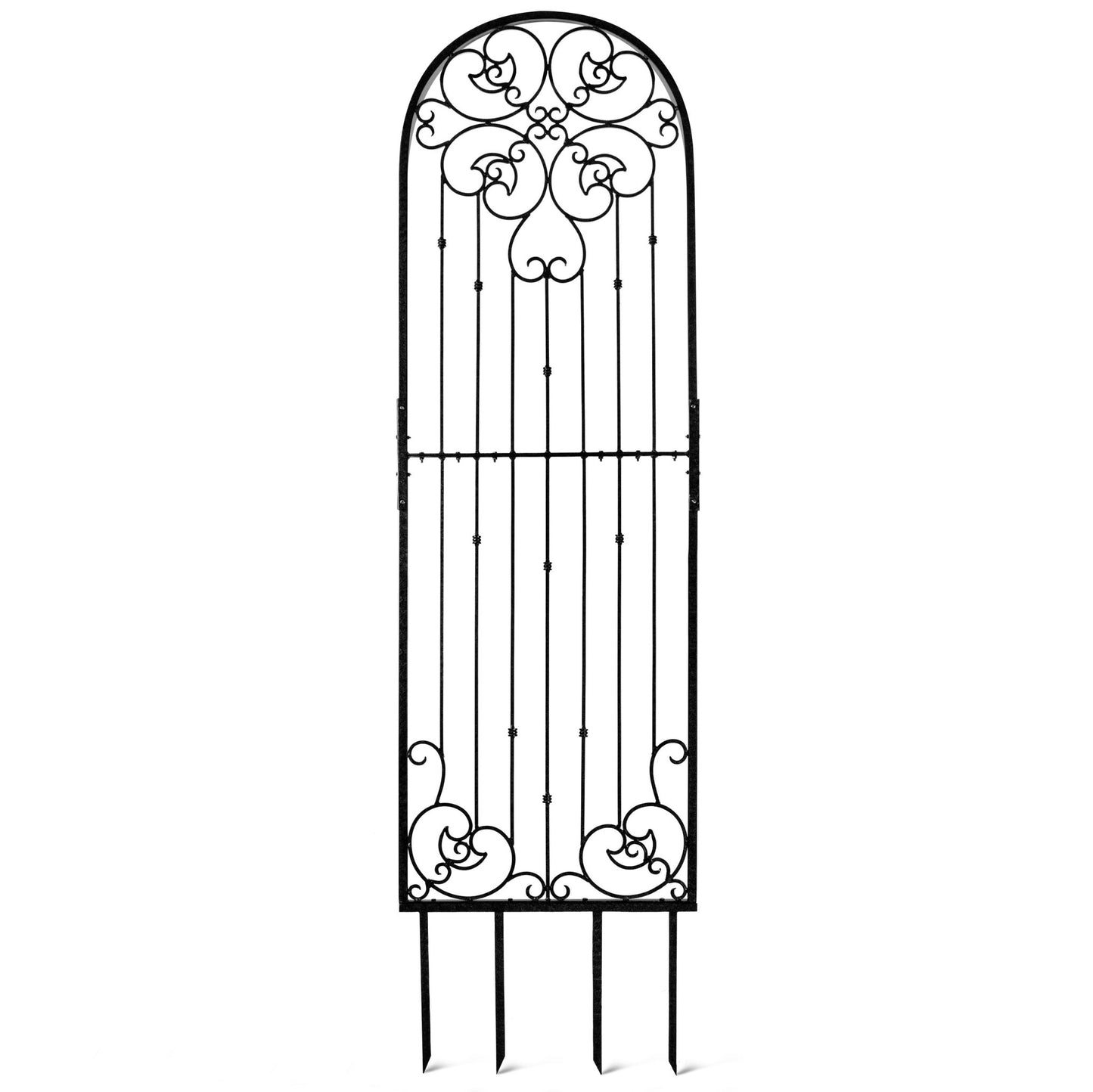 H Potter Wall Trellis 8 ft Black Wrought Iron Ornamental Metal with 4 Wall Brackets