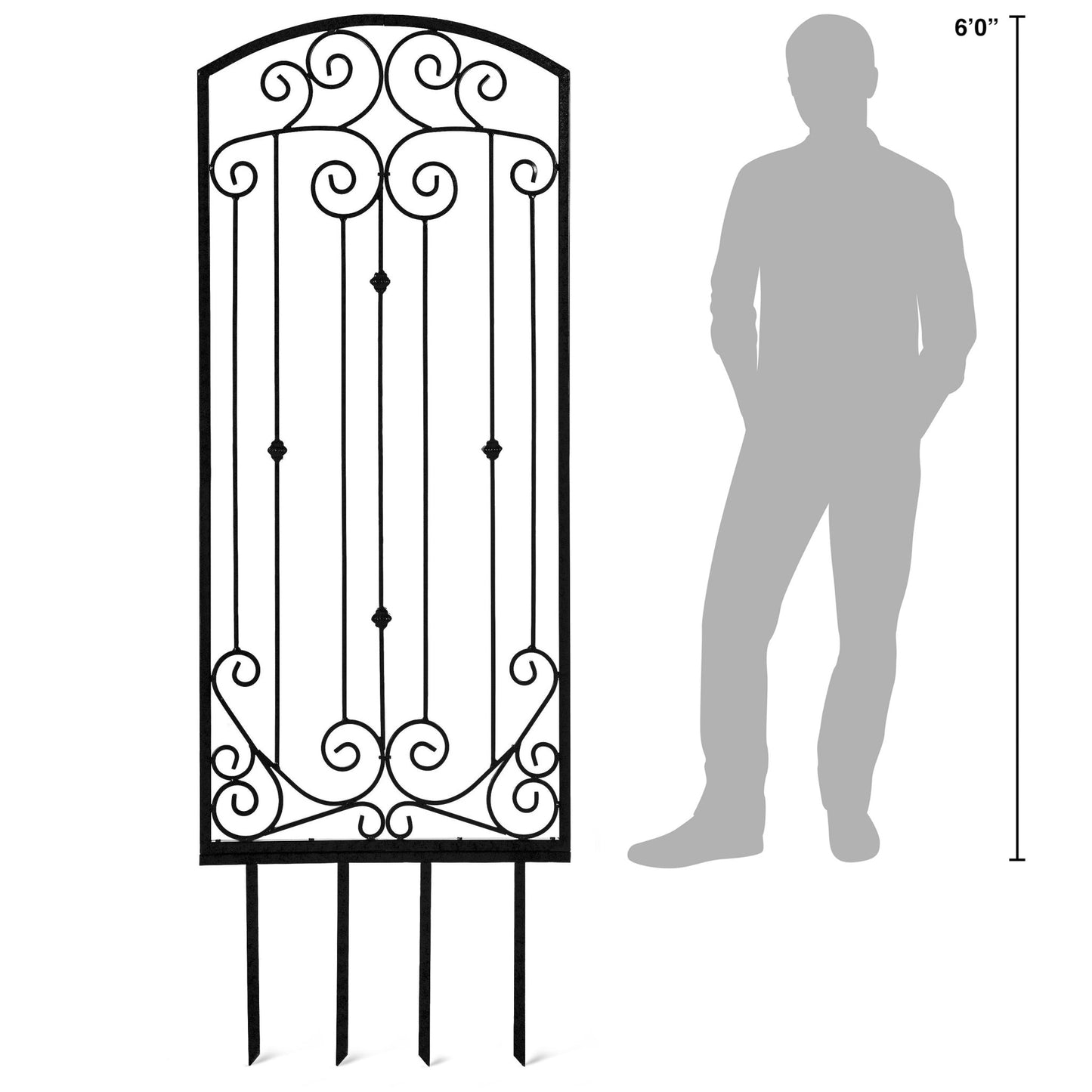 H Potter Large Garden Trellis Wrought Iron Metal Wall Screen Black