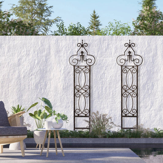 H Potter Scroll Garden Trellis Set of 2 – Iron Trellises for Planters or Entryways