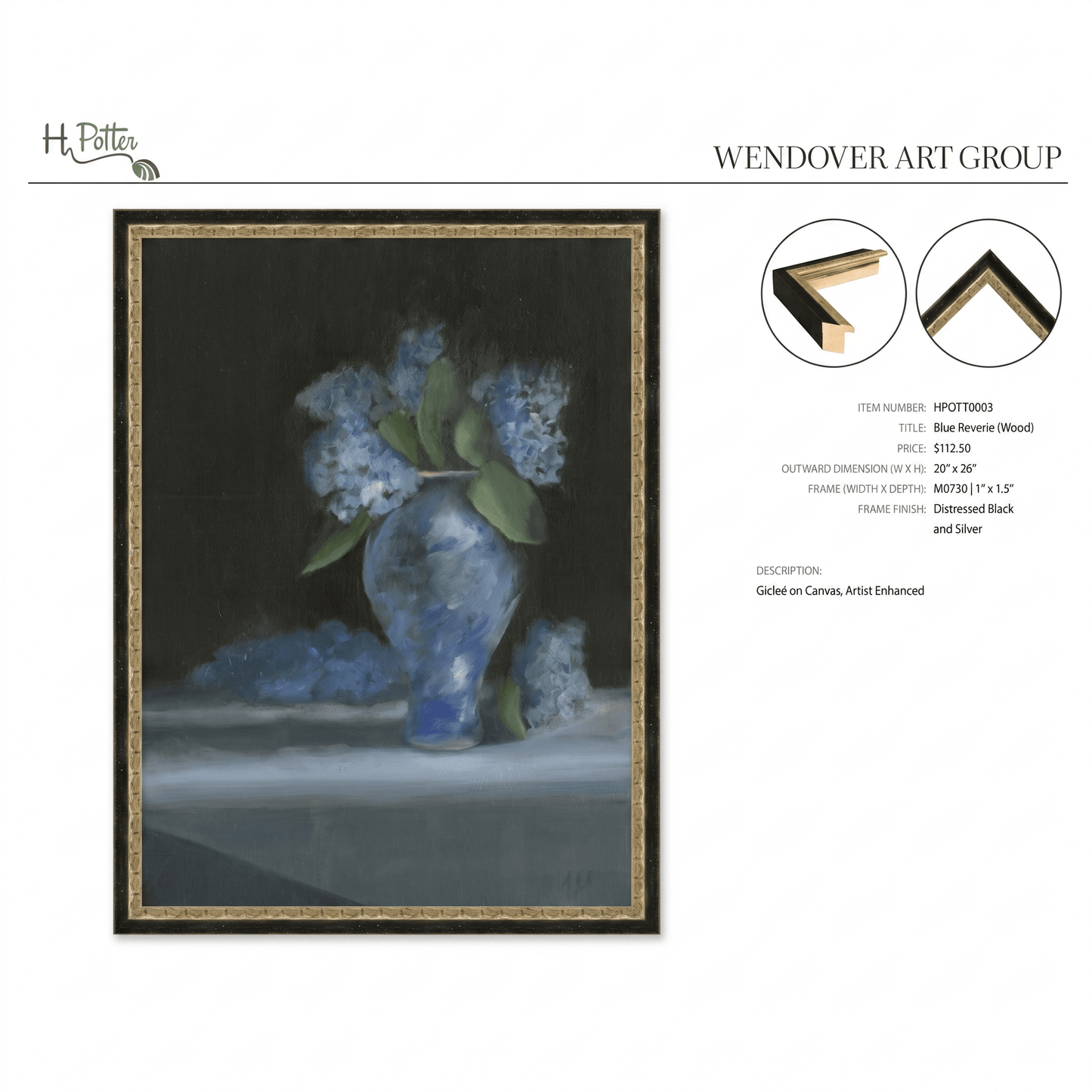 H Potter Blue Reverie Canvas Wall Art
