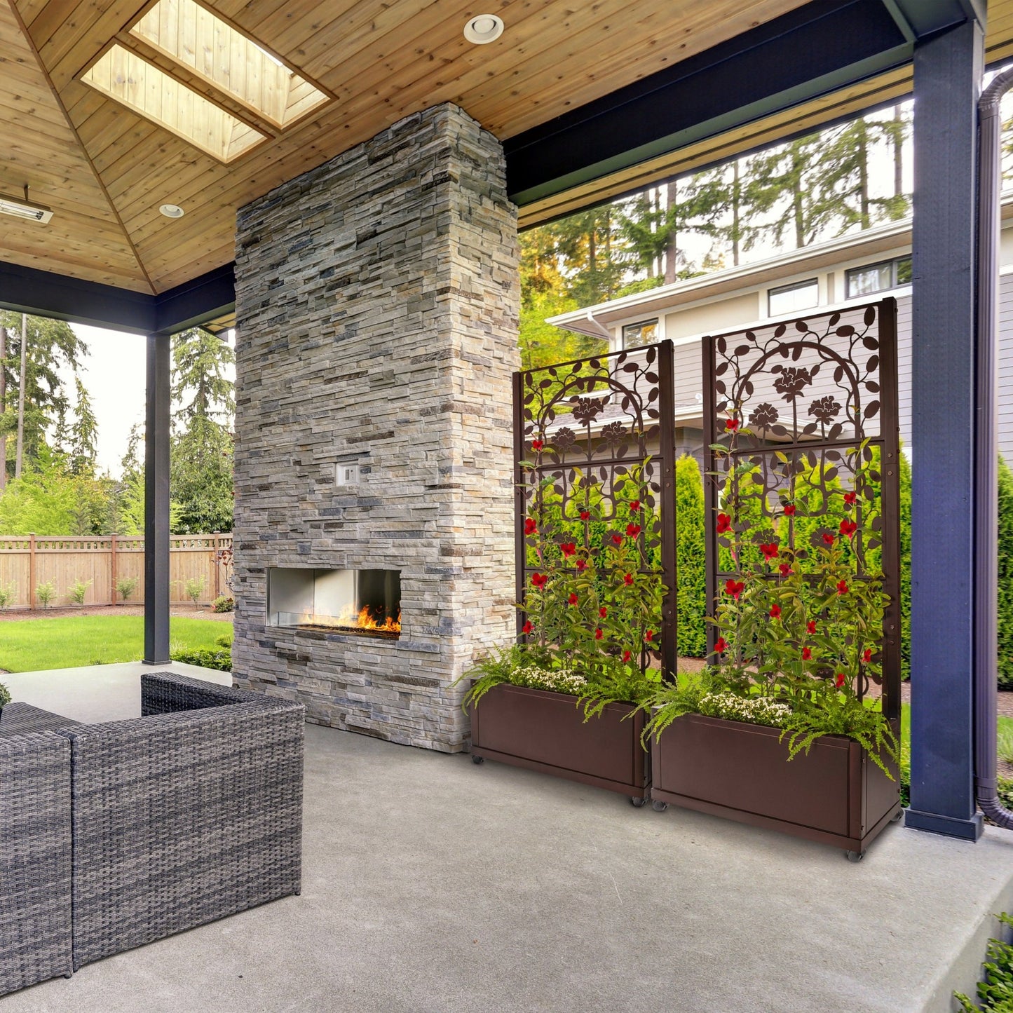 H Potter Rose Trellis Planter Privacy Screen for Patio Deck Balcony