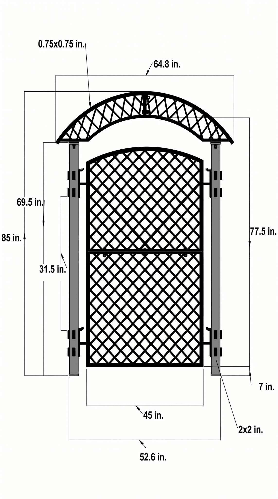 H Potter Savannah Garden Arbor – Black Iron Garden Trellis Arch