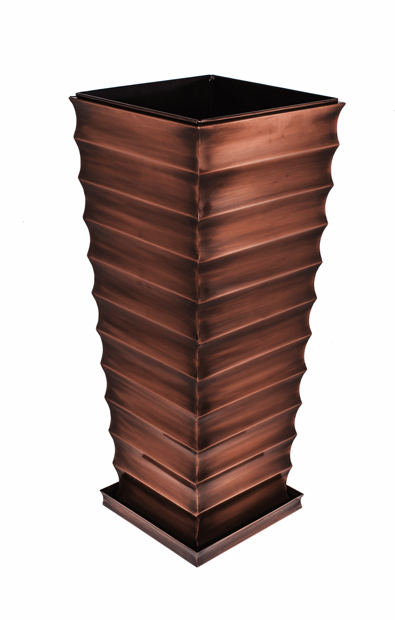 H Potter Planter Large Metal Decorative Ribbed Indoor Outdoor Flower Container Modern Chic Backyard Landscape Decor Art