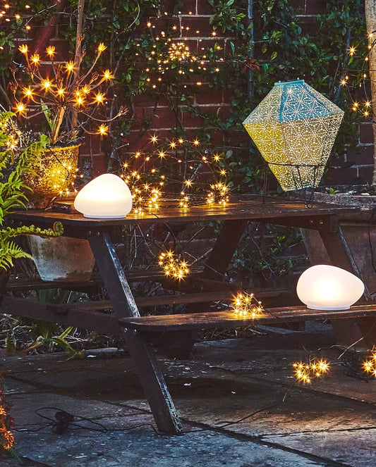 H Potter Solar Glass Riverstone Rock Light – Warm LED Outdoor Garden Accent (Large or Small)