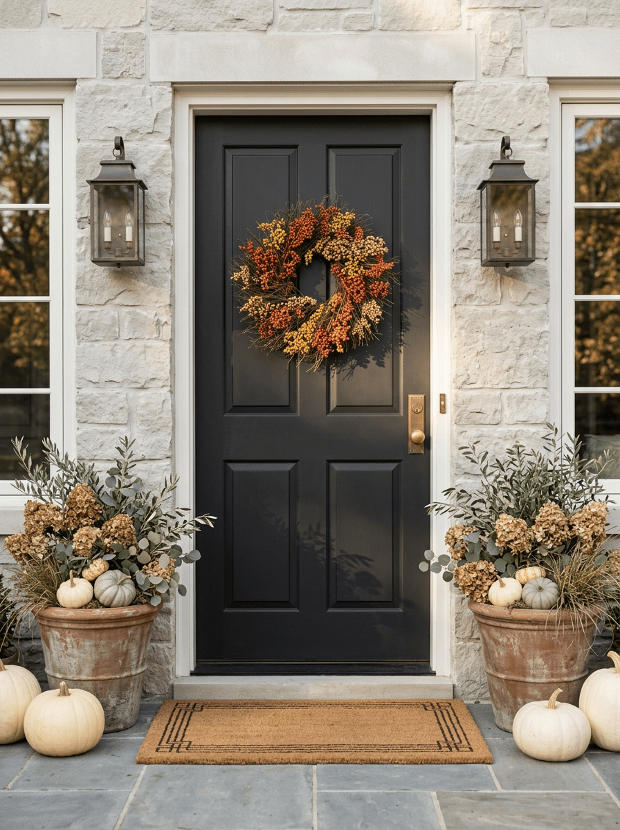 h potter ember dried fall wreath front door entryway