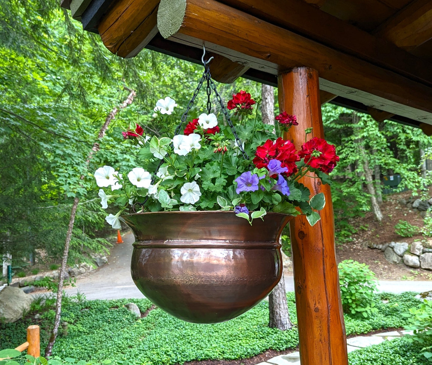 H Potter Large Brass Patio Deck Hanging Planter