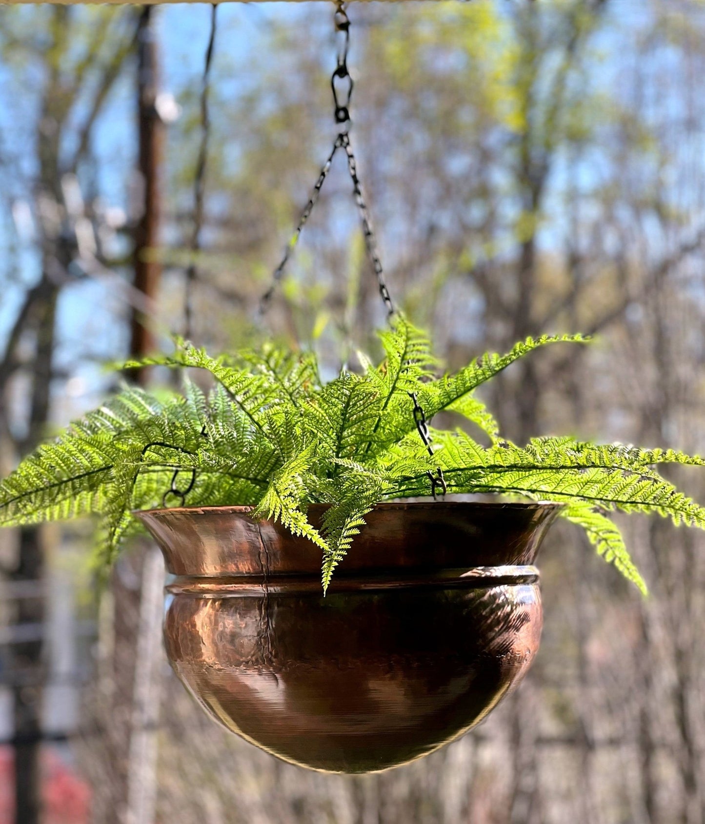 H Potter Large Brass Patio Deck Hanging Planter