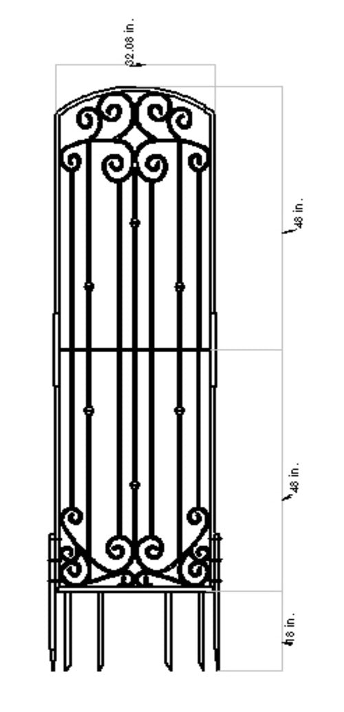 H Potter 8 Foot Wrought Iron Garden Trellis Metal Wall Screen with Wall Mounting Brackets