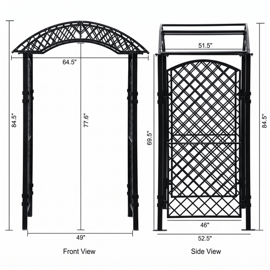 H Potter Savannah Garden Arbor – Black Iron Garden Trellis Arch
