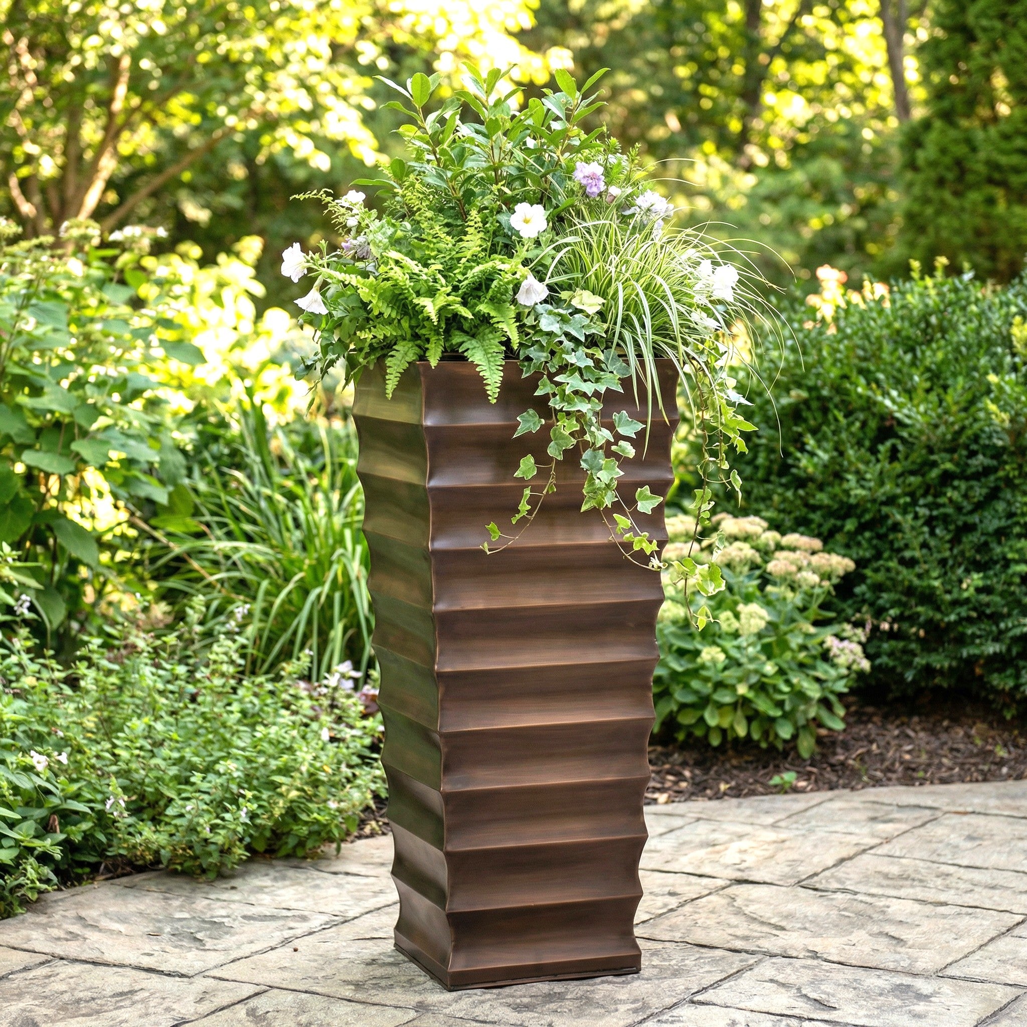 vertical pot planter 29" Tall Copper Planter for Entryways & Patios