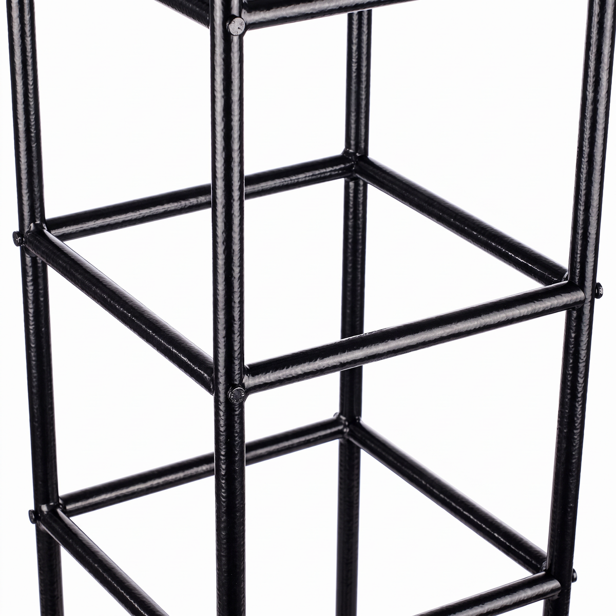 Close-up of H Potter Beaumont black iron garden obelisk trellis frame and heavy-duty construction