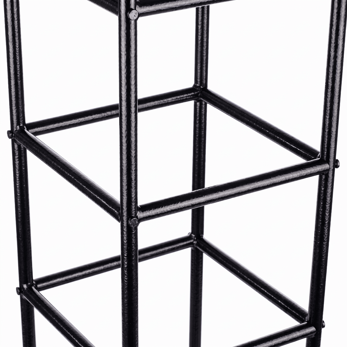 Close-up of H Potter Beaumont black iron garden obelisk trellis frame and heavy-duty construction