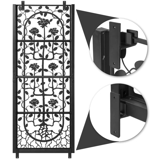 H Potter Wall Trellis Black Finish Outdoor Indoor Metal Art Panel With Mounting Brackets Backyard Landscape Architectural