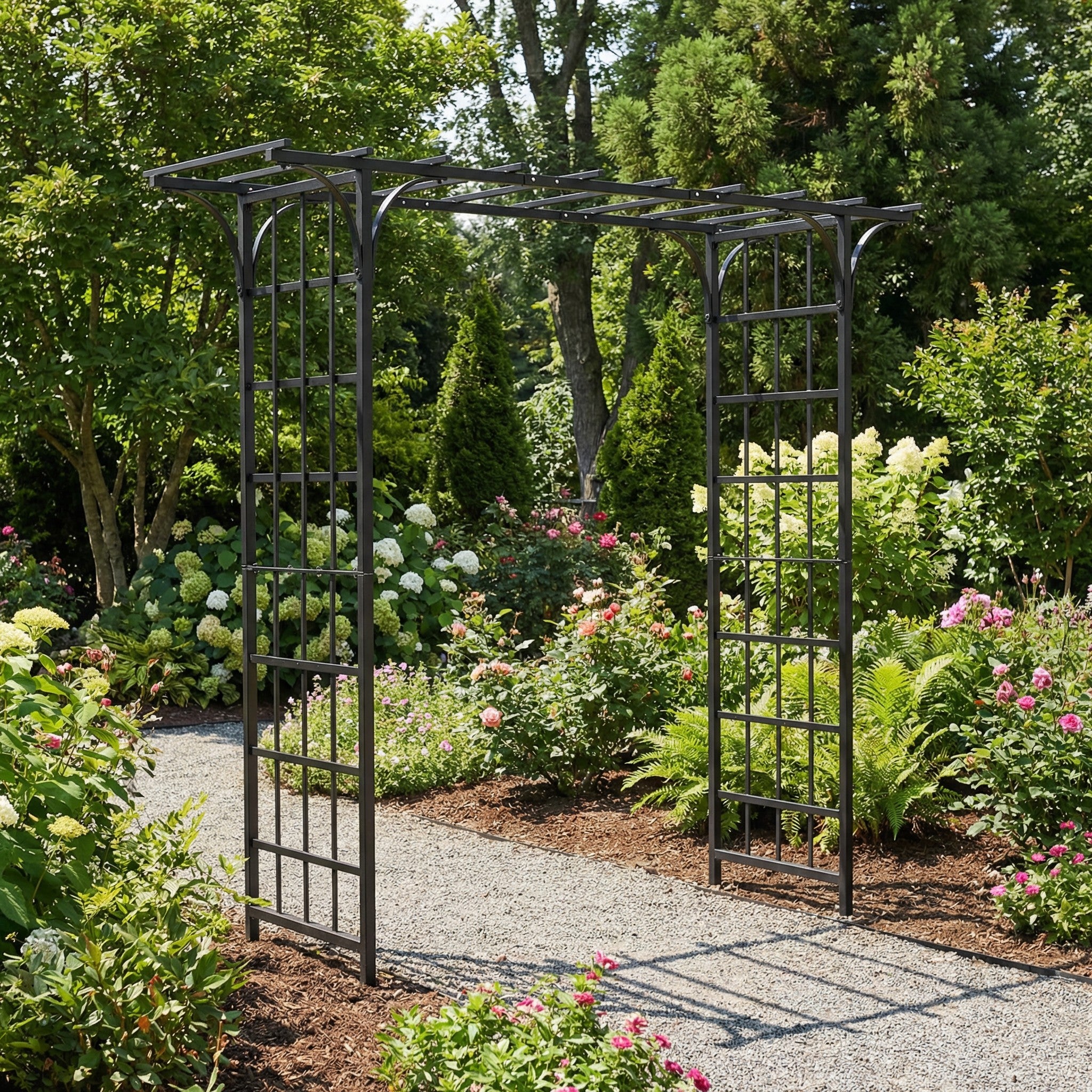 アイアンパーテーション ハート フラワー Eden Park Arbor Arch - 69 Inch Wide Heavy Duty Garden Arbor | H Potter
