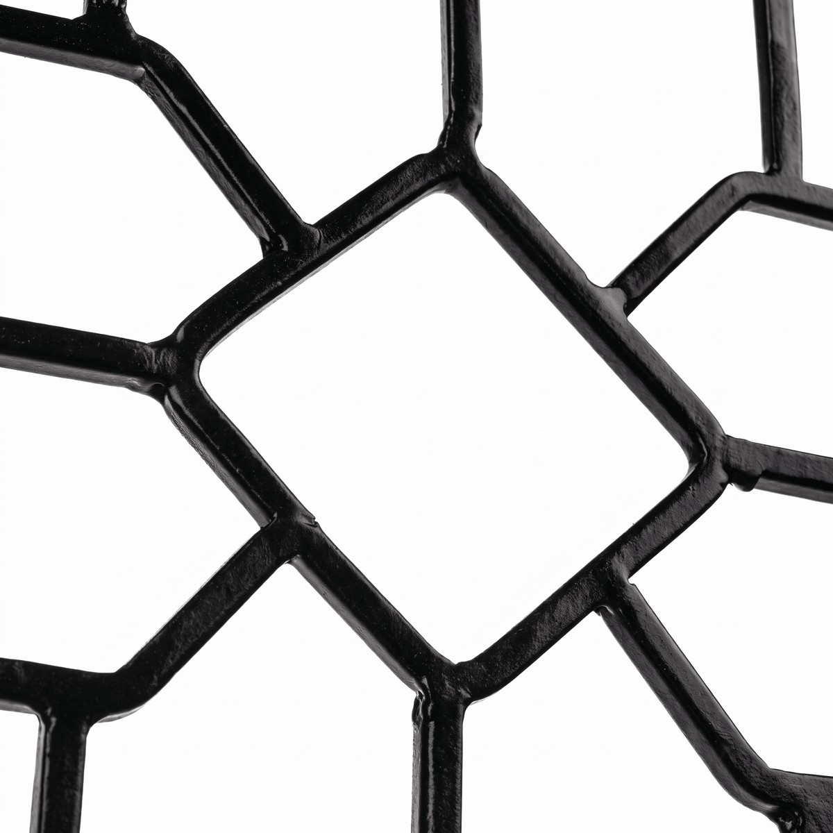 Close-up of H Potter black powder-coated diamond garden trellis construction