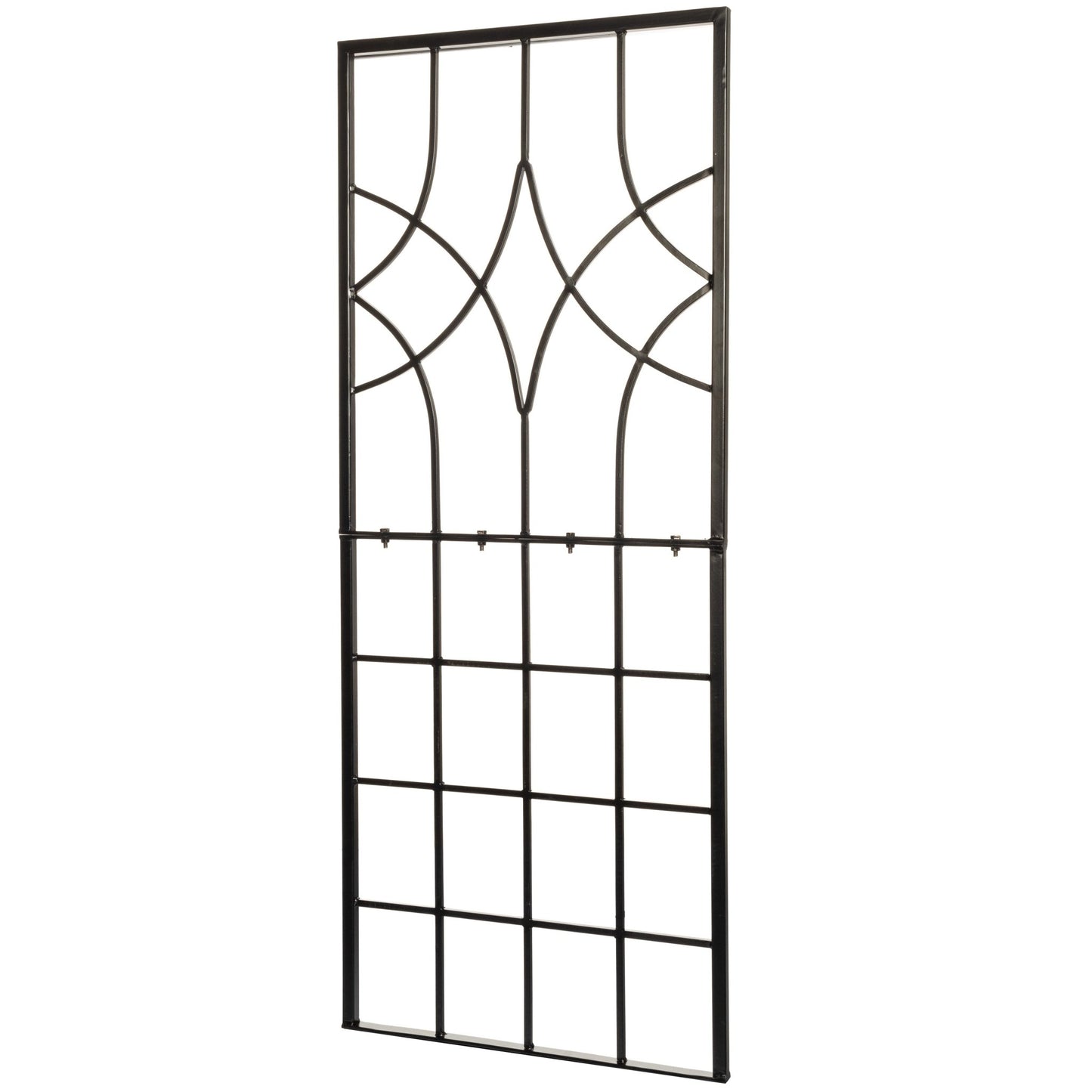 h Potter Black metal grid screen with decorative design on a white background