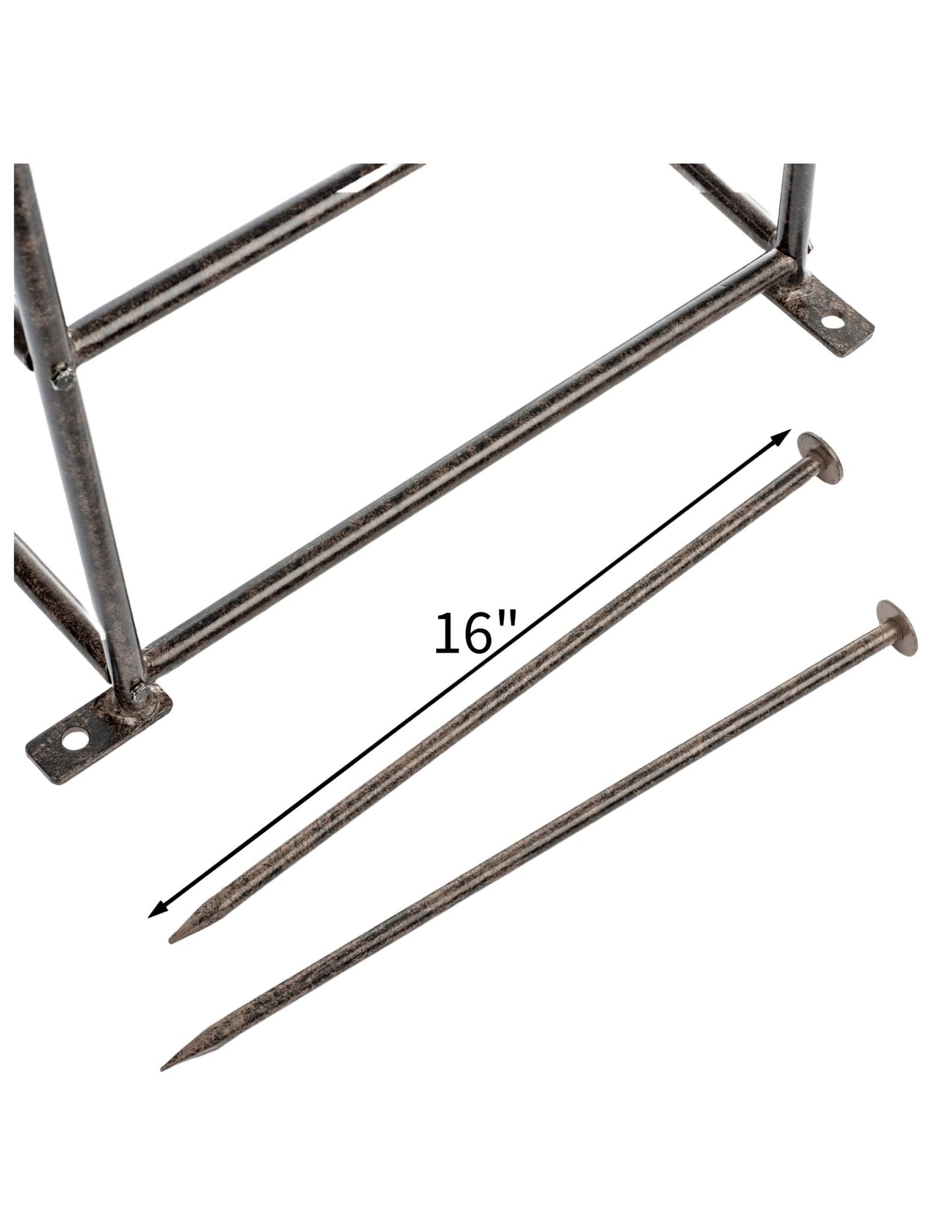 ground anchor stakes included with ornamental metal garden obelisk trellis