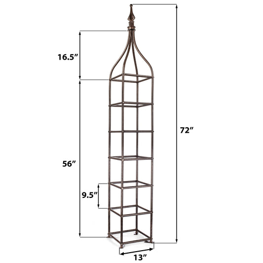 H Potter metal patio planter obelisk trellis dimension diagram with measurements