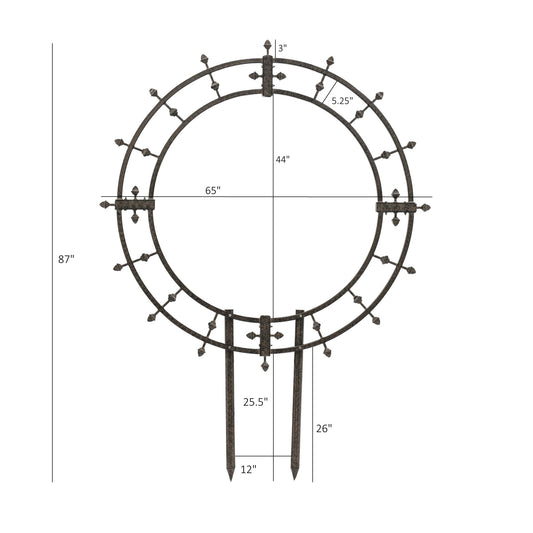 H Potter round garden trellis GAR579 dimension drawing showing height width and measurements