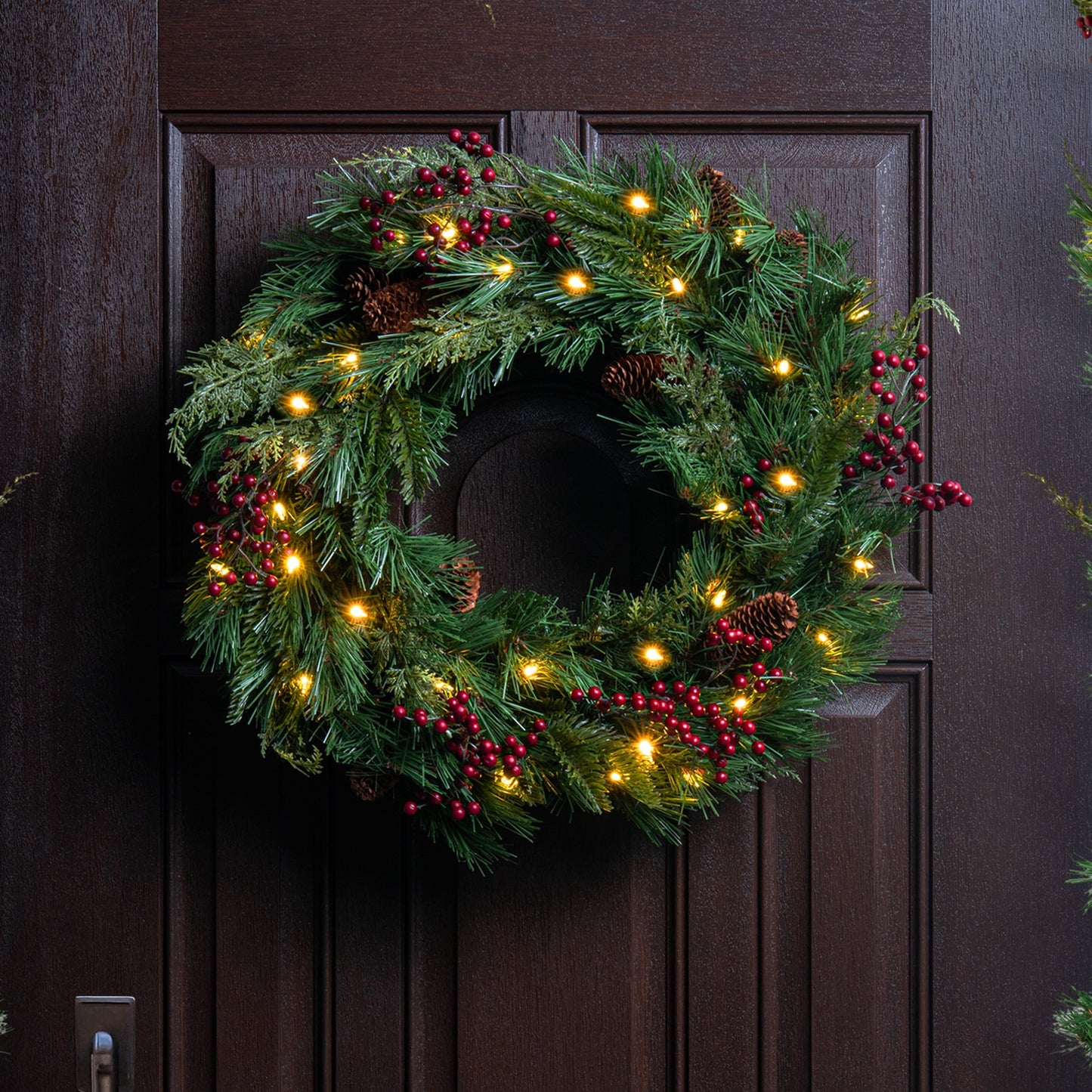 H Potter - Faux Sierra Evergreen Wreath & Garlands Set