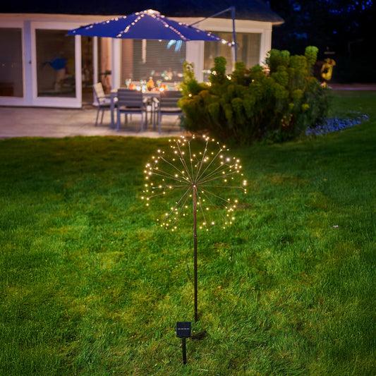 H Potter Solar Golden Bloom Garden Light Large in backyard landscape
