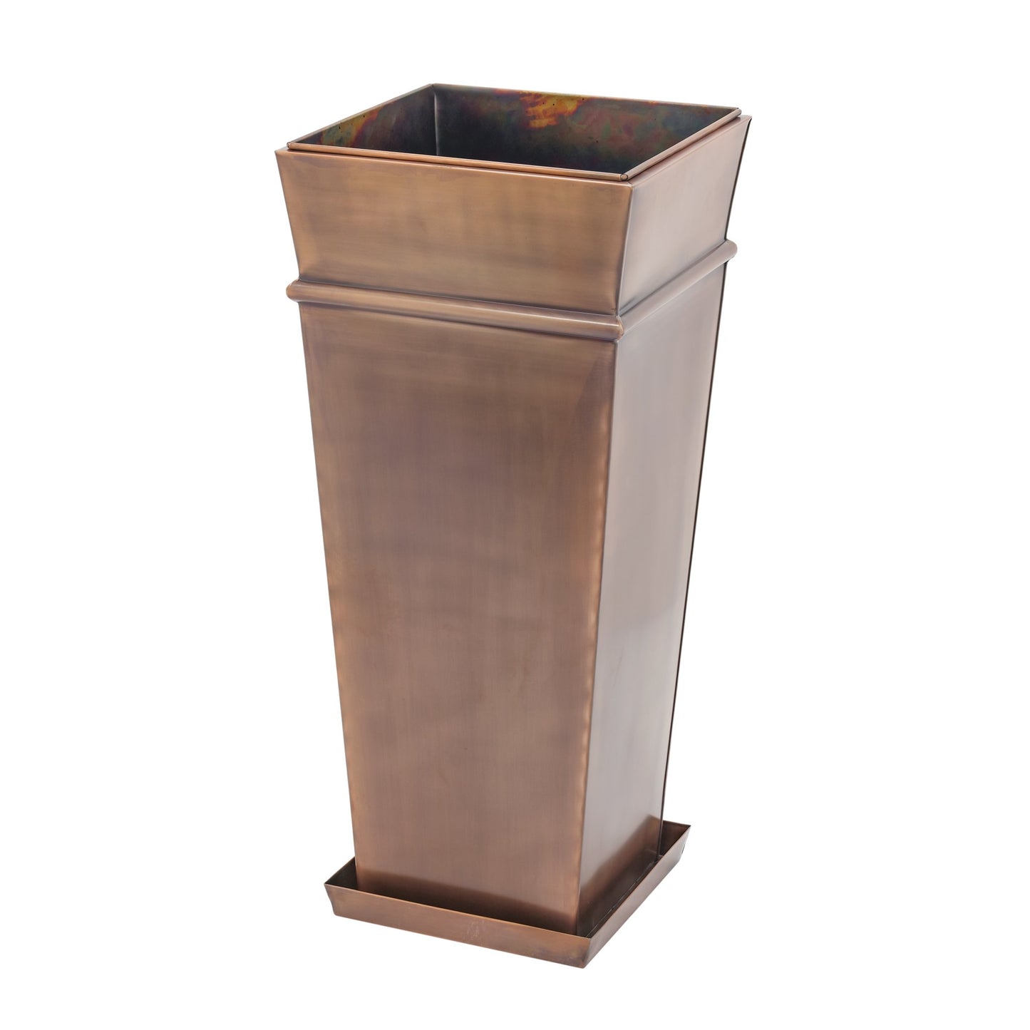 H Potter tall copper planter with drip tray
