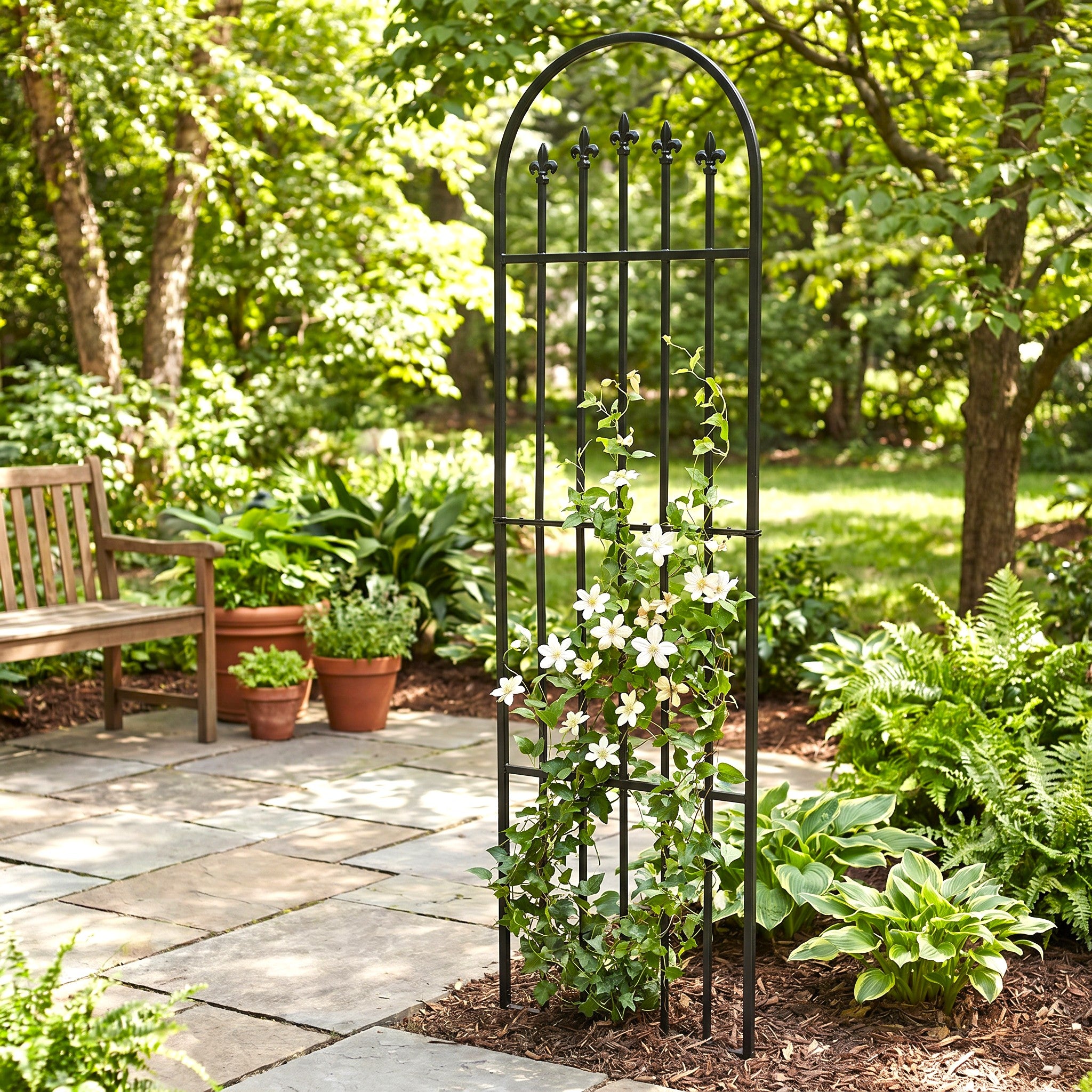 round planter trellis H Potter Verona Garden Trellis – Large Black Iron Freestanding
