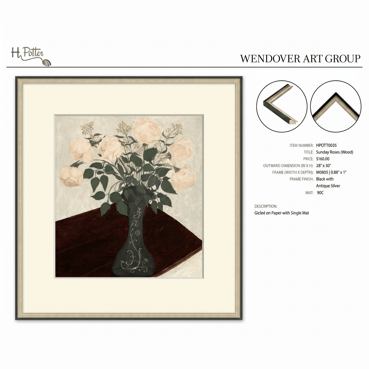 H Potter Sunday Roses Canvas Wall Art
