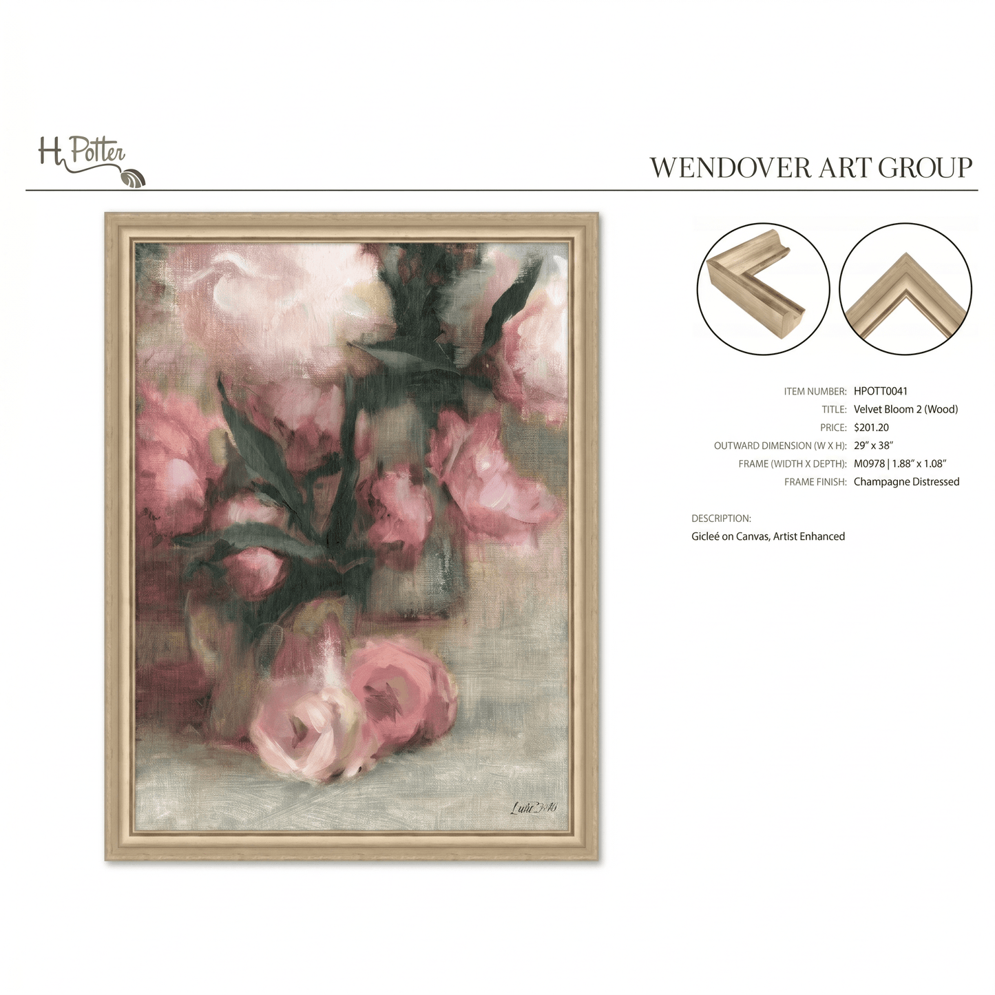 H Potter Velvet Bloom 2 Canvas Wall Art