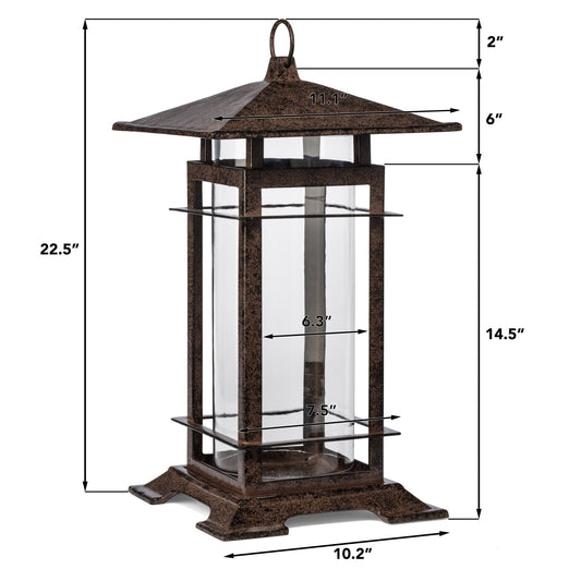 H Potter decorative candle lantern dimensions — cast iron outdoor candle holder size view for patio/porch decor