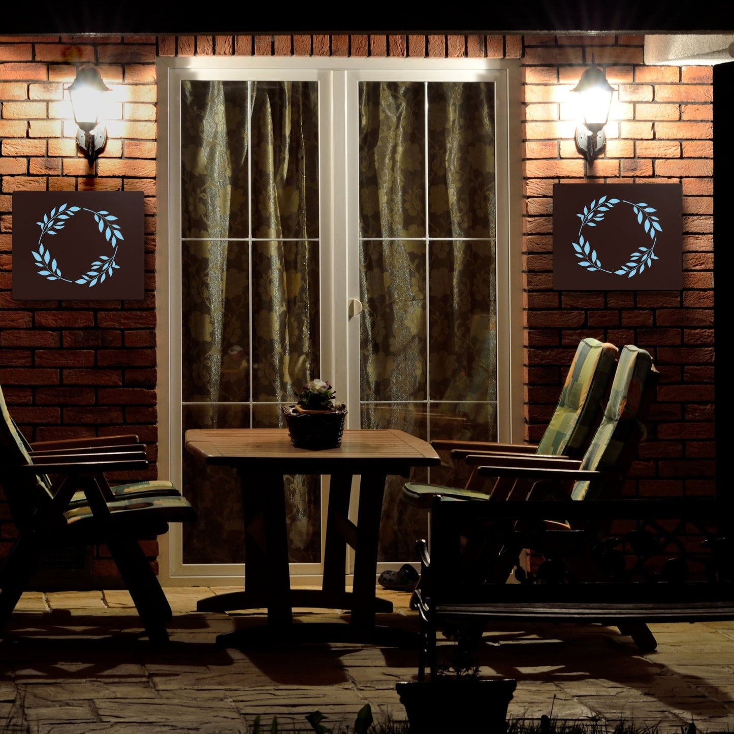 H Potter Wall Art Decor Indoor Outdoor for Patio Deck Balcony Metal with LED Lighting Contemporary Modern Rustic Backyard