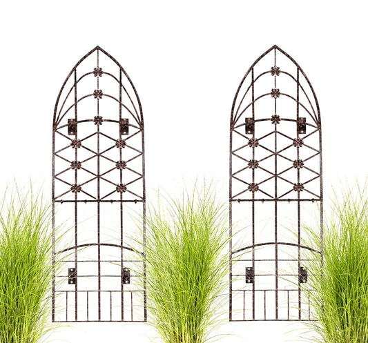 H Potter Set of 2 Iron Metal Trellises Wall Art with Mounting Brackets