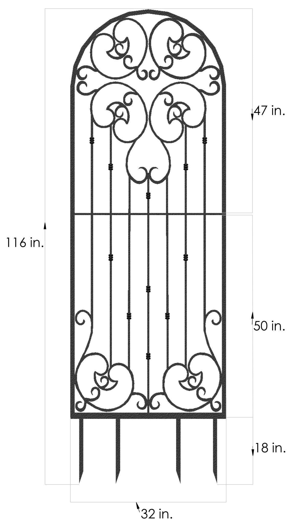 H Potter Trellis 8 ft Wrought Iron Ornamental Metal