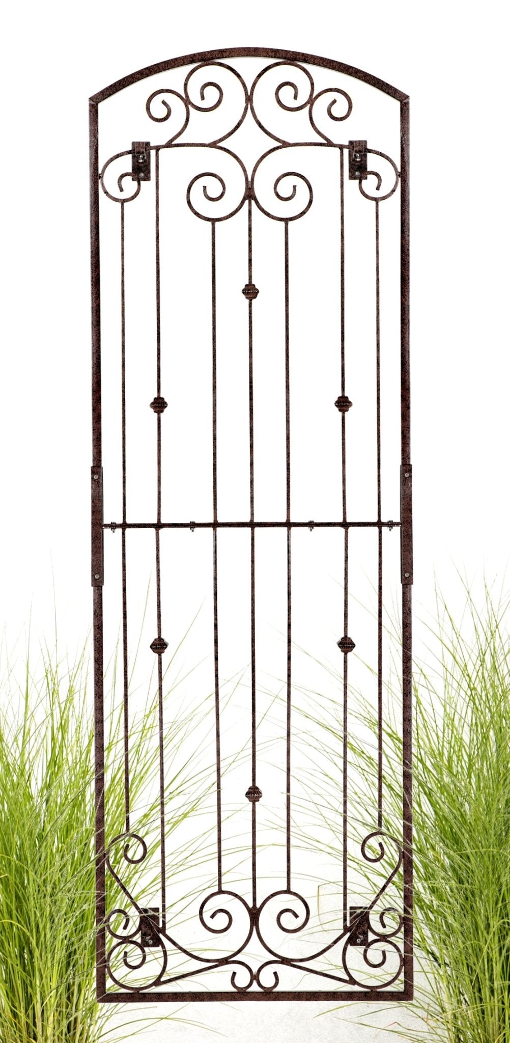 H Potter 8 Foot Wrought Iron Garden Trellis Metal Wall Screen with Wall Mounting Brackets - H Potter