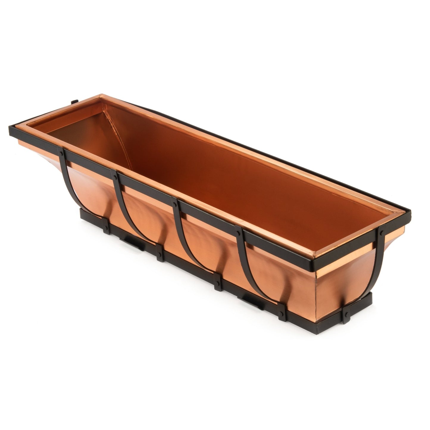 H Potter Copper Window Box Hanging Flower Deck Planter angle view