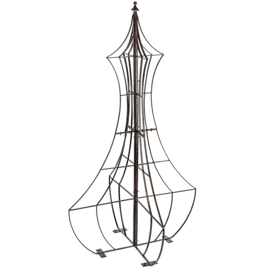 H Potter freestanding wrought-iron obelisk trellis, genie silhouette, charcoal-brown powder coat Garden Yard Art