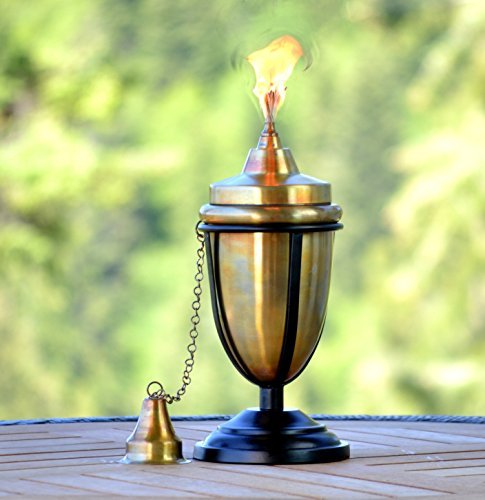 H Potter Rustic Table Top Patio Torch on a table outdoors