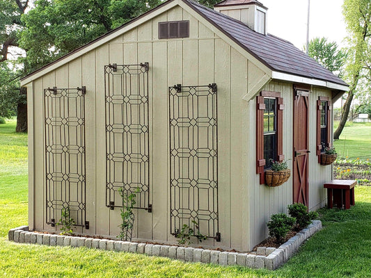 H Potter brand metal garden trellis screen with diamond pattern outdoor landscape architectural structure as wall art