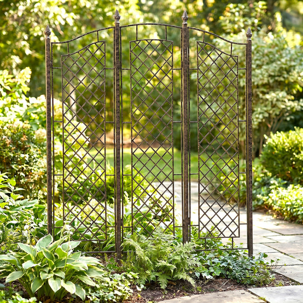 h potter 3 panel metal garden screen in garden