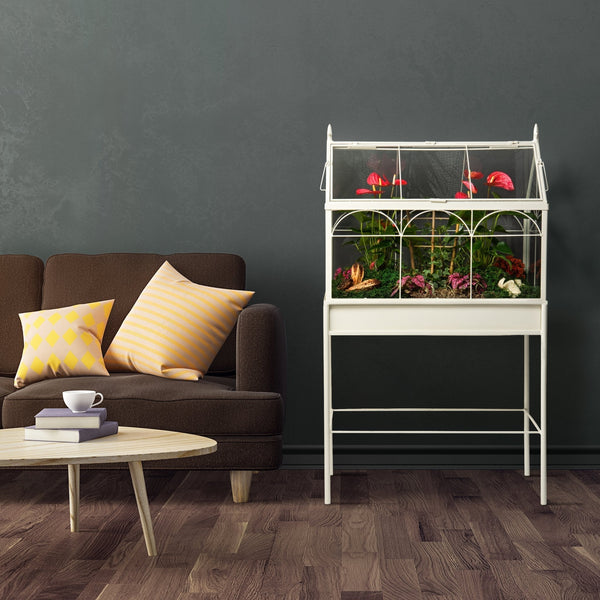 Wardian Case freestanding glass and metal terrarium it is an indoor garden from H Potter