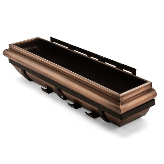 36-Inch Antique Copper Window Box with Metal Frame