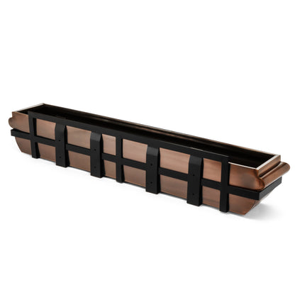 48-Inch Antique Copper Window Box with Metal Frame